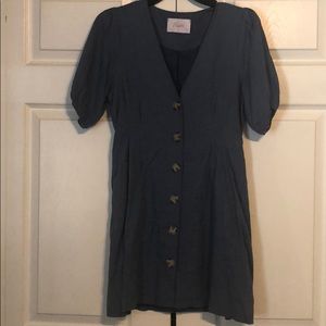 Blue Button Down Mini Dress